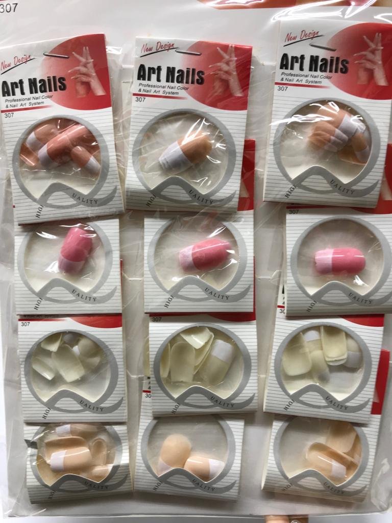 Blister uñas postizas x 12 sets sin pegamento con francesita
