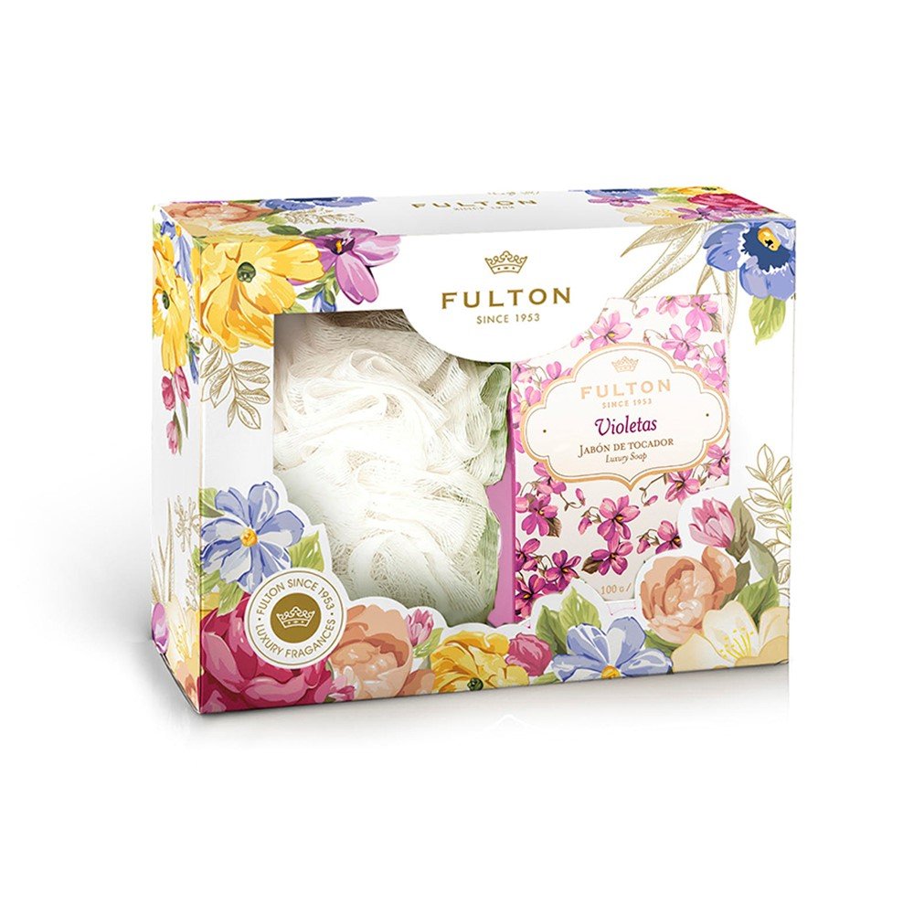 Estuche spa Violetas esponja + jabón