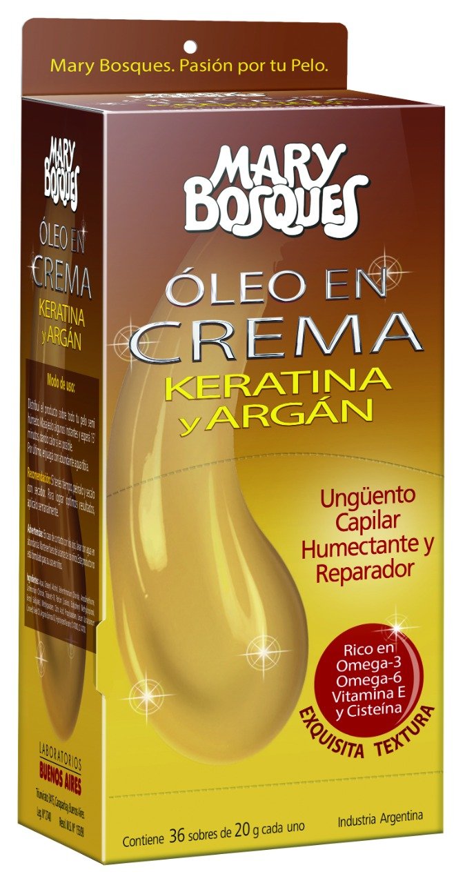 Oleo crema keratina + argan sachetera x 36 unidades