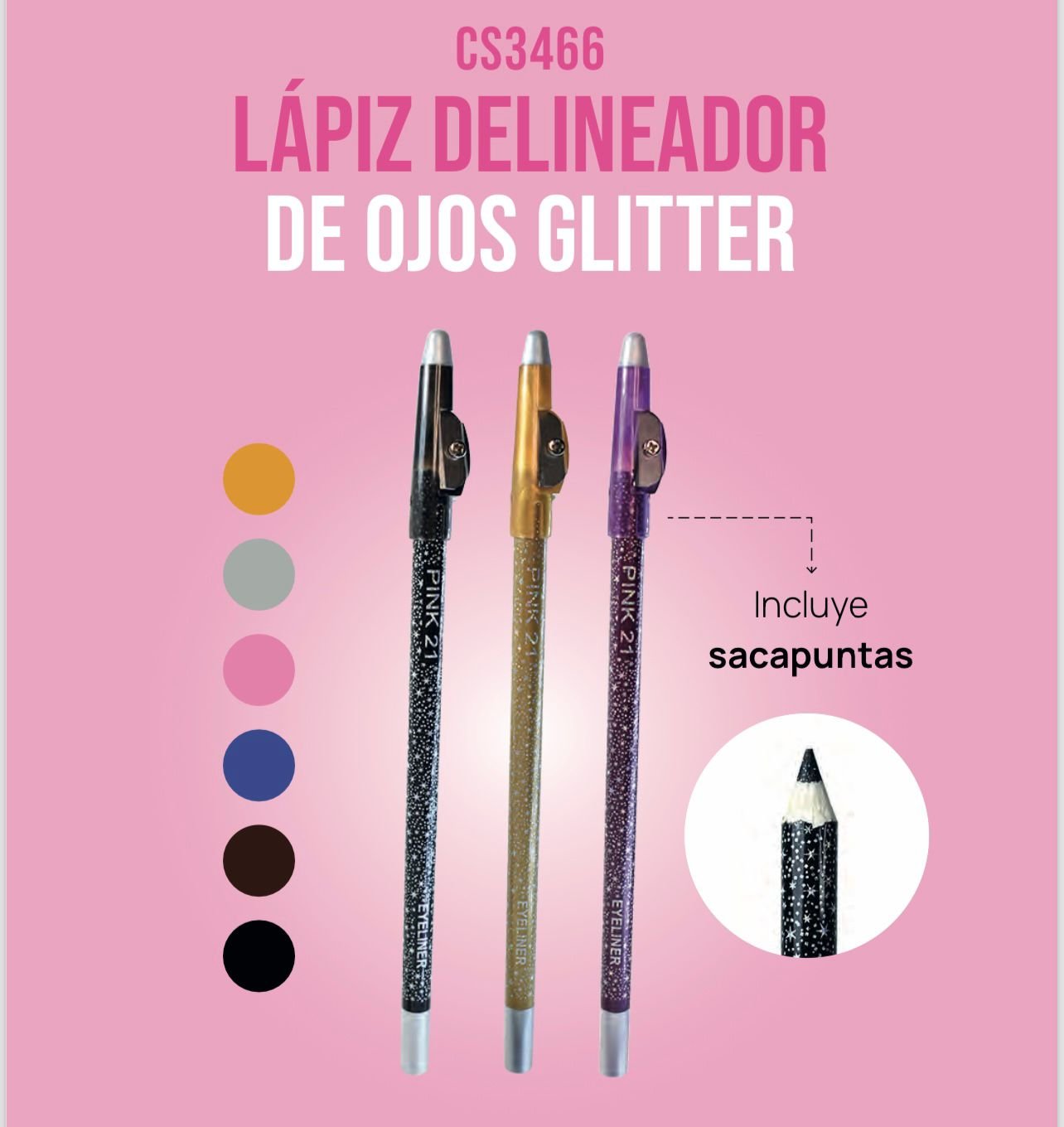 Lápiz delineador Glitter x 12 unidades Cs3466