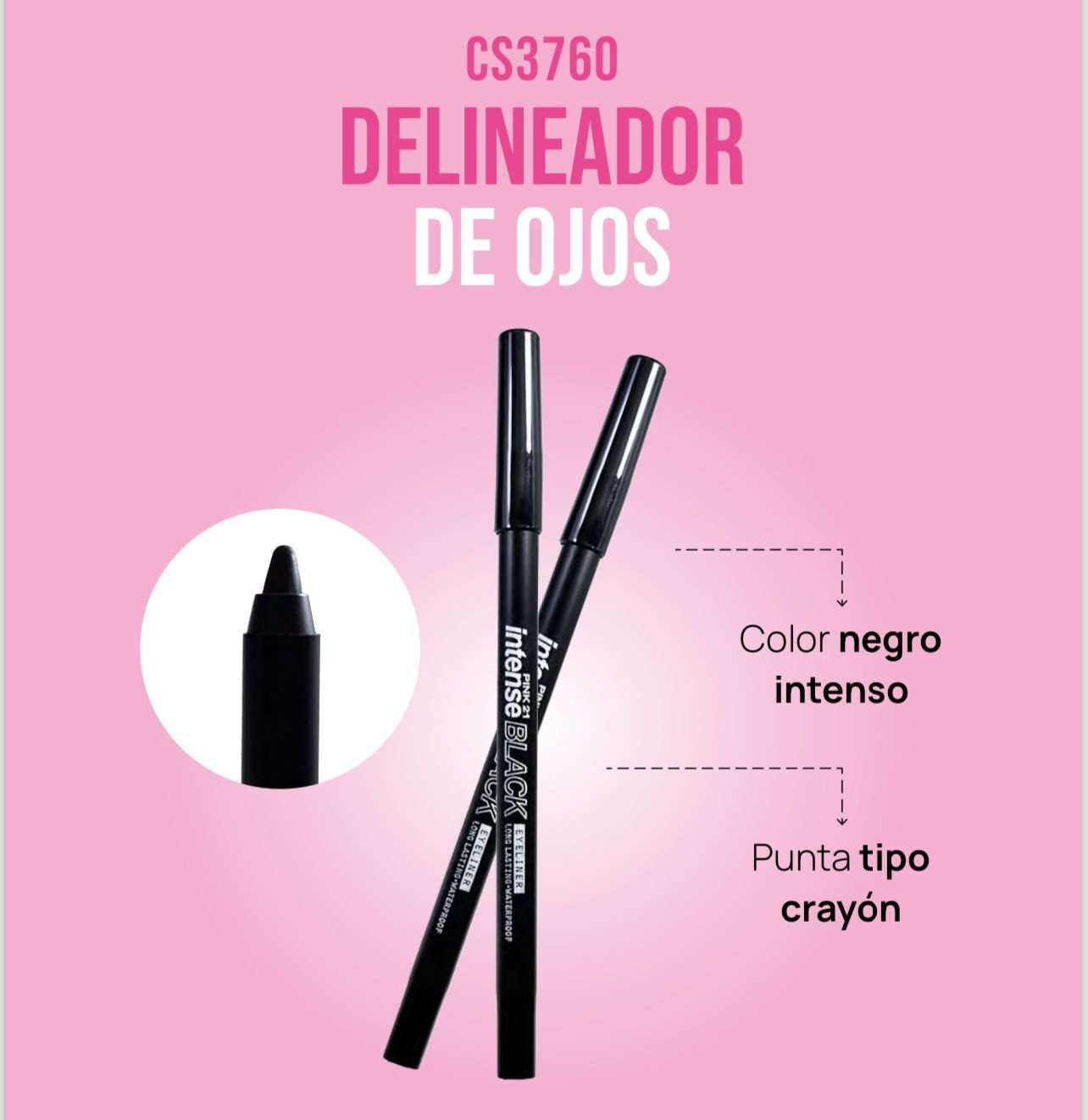 Delineador de Ojos Intense Waterproof CS3760 x 12 unidades