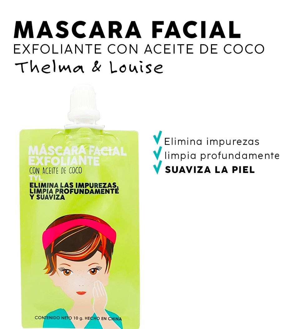 Mascara facial exfoliante con aceite de coco x 10grs