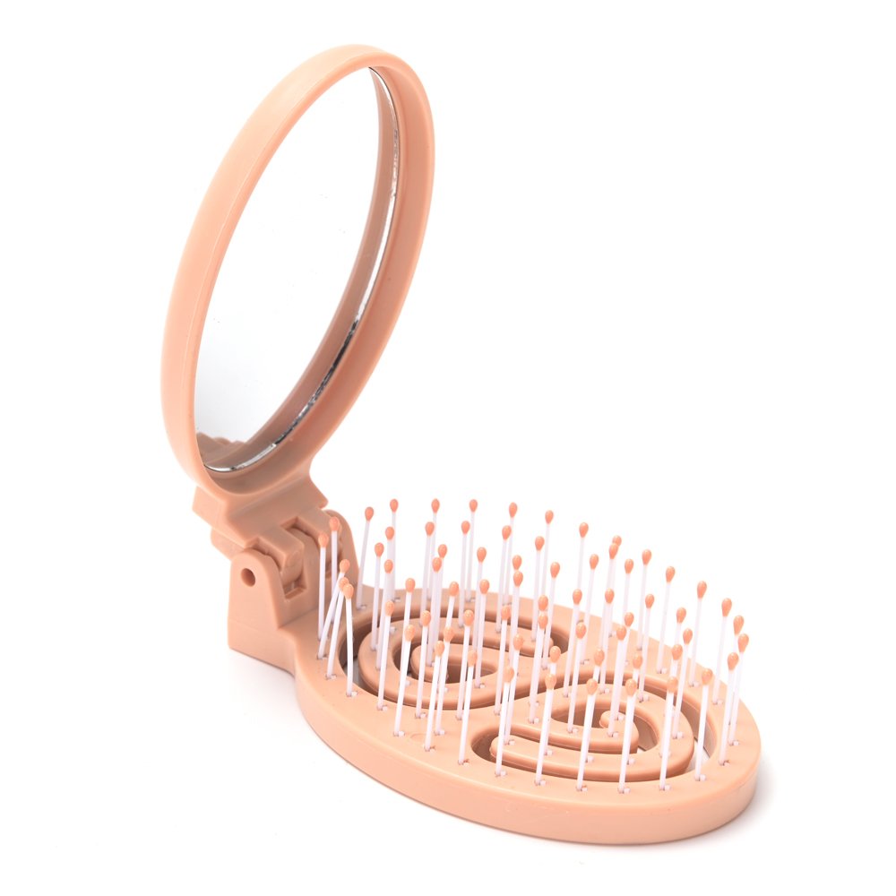 Cepillo plegable ovalado desenredante con espejo C39039