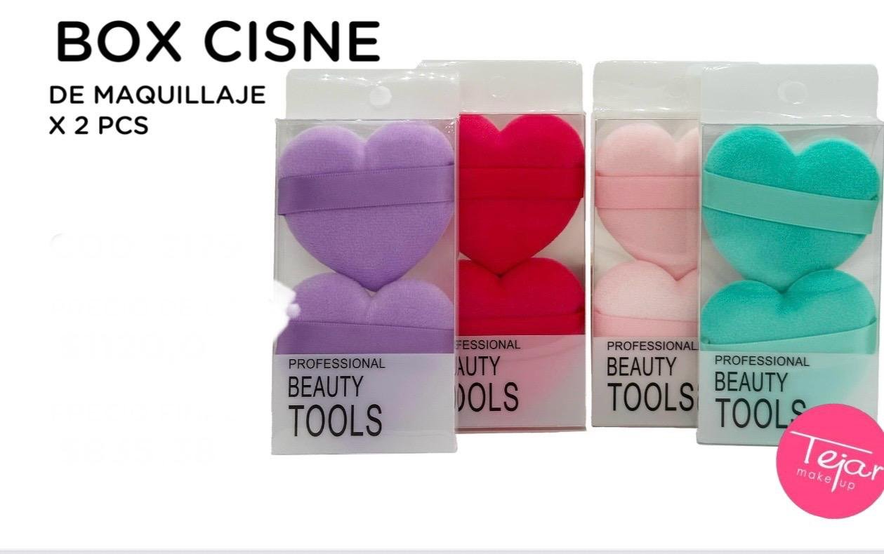 Box cisnes de maquillaje corazon x 2 unidades art 2179