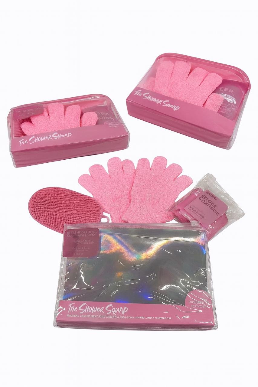 Set Exfoliante Esponja de Siliconas Guante y Gorro de Ducha