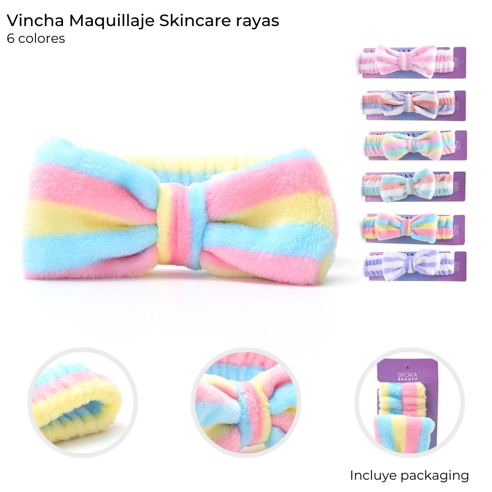 Vincha para Maquillaje Moño a Rayas Art 38939