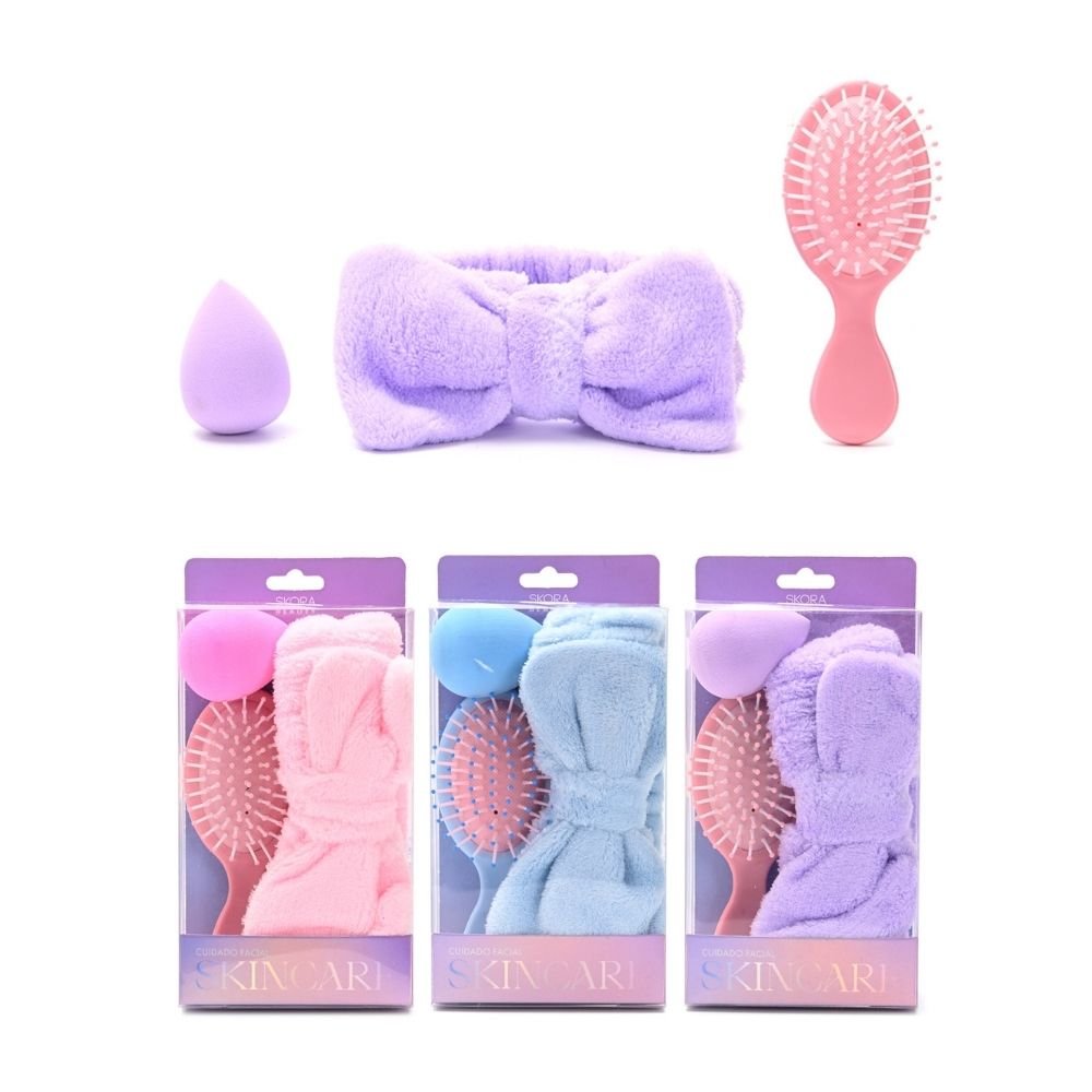 Set Skincare de Vincha con Cepillo y Esponja 44054