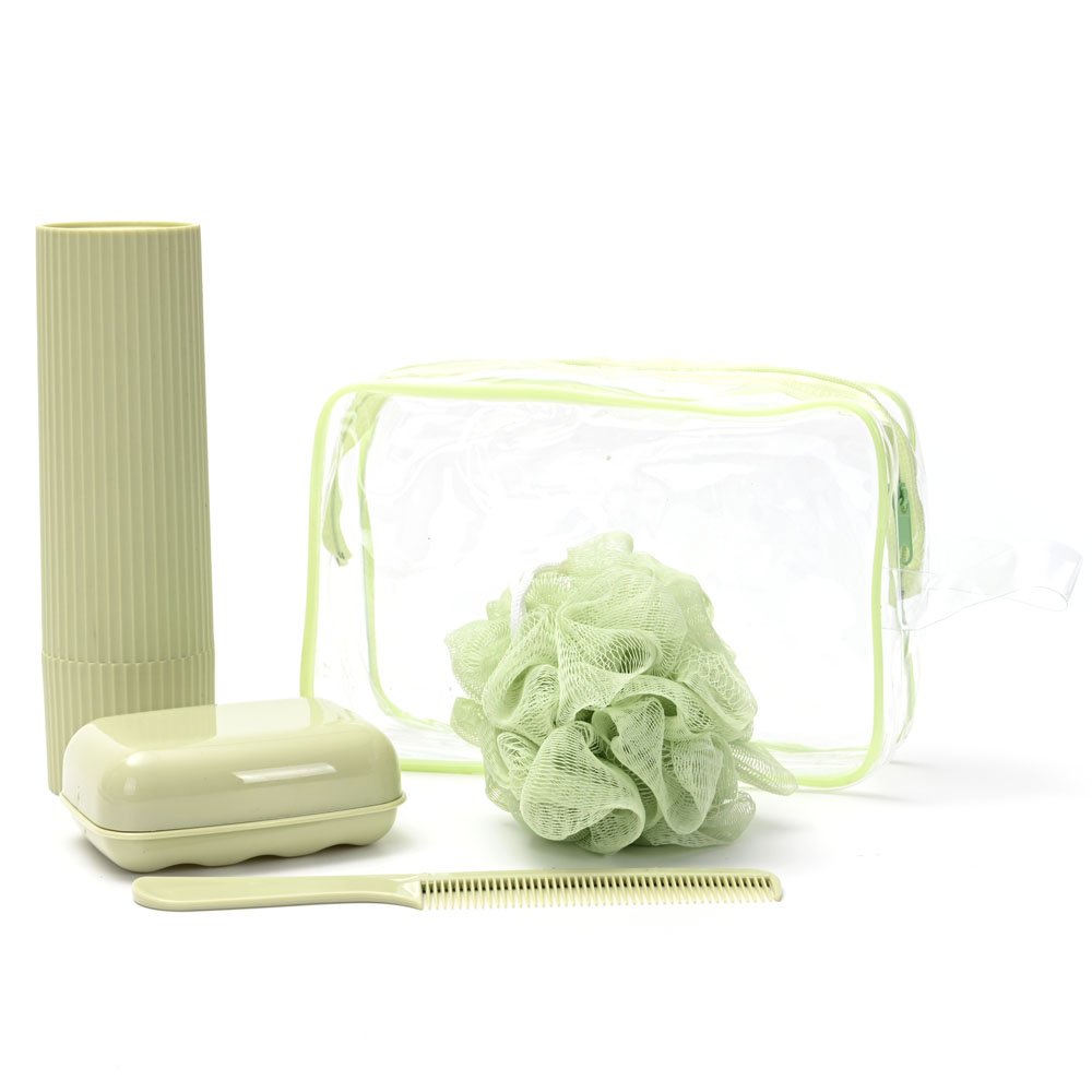 Set de Viaje x 4 unidades con Neceser Esponja Jabonera Peine Porta Cepillos 38945