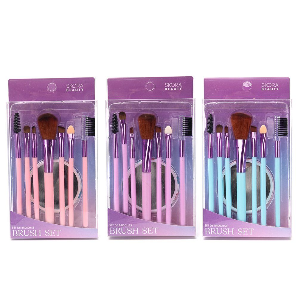 Set de brochas y espejo x 8 u 44020